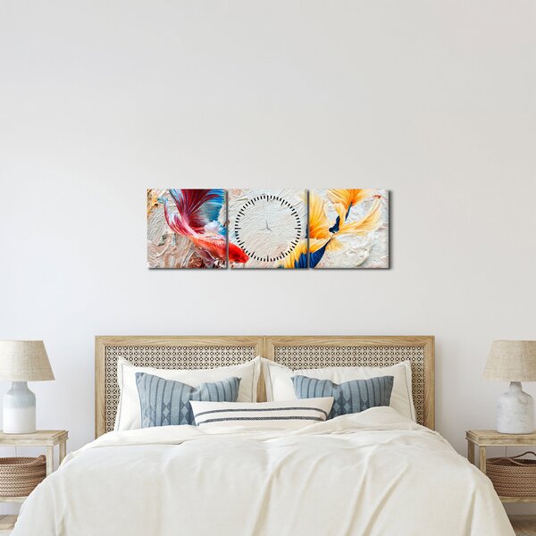 Kép - harcoló hal (órával) (90x30 cm)