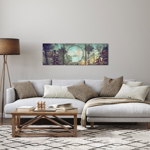 Kép - egy város a jövőben (órával) (90x30 cm)
