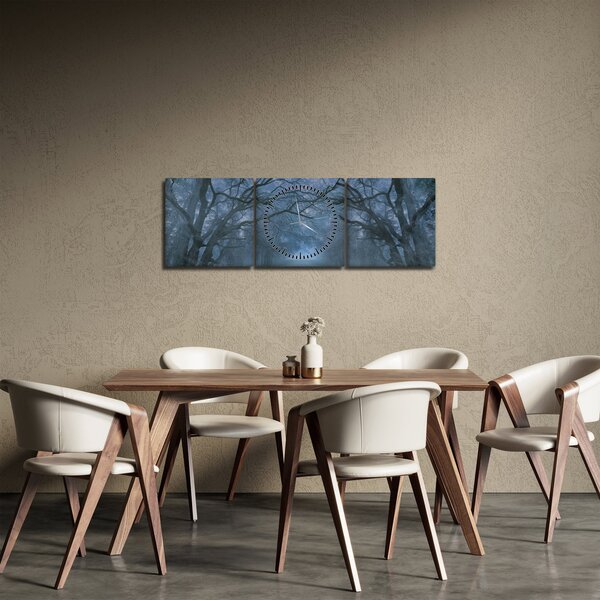 Egy erdő képe a ködben (órával) (90x30 cm)