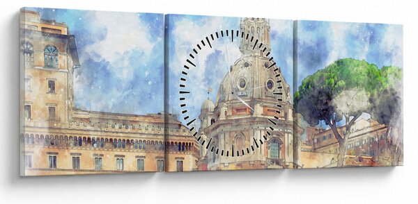 Kép - Santa Maria di Loreto temploma, Róma, Olaszország (órával) (90x30 cm)