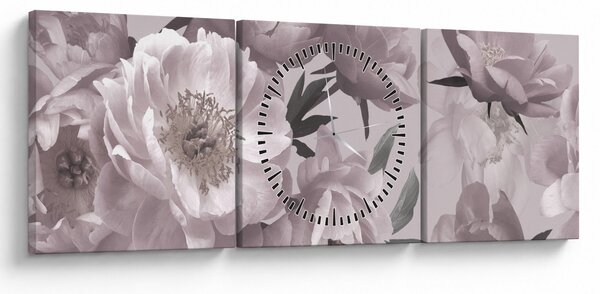 Kép - Vintage bazsarózsa virágok (órával) (90x30 cm)