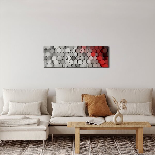 Kép - 3D hatszögek (órával) (90x30 cm)