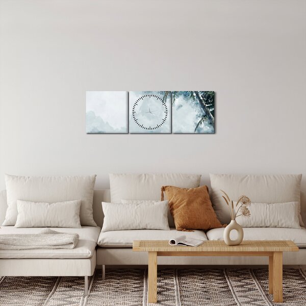 Egy pálmafa képe a tenger felett (órával) (90x30 cm)