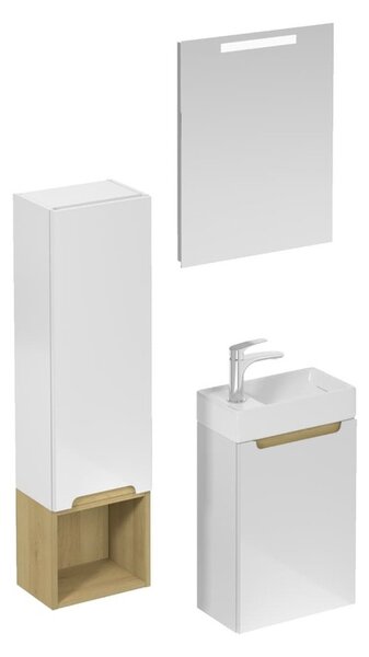 Fürdőszobagarnitúra mosdóval mosdócsappal, kifolyóval és szifonnal Naturel Stilla fehér fényű KSETSTILLA020