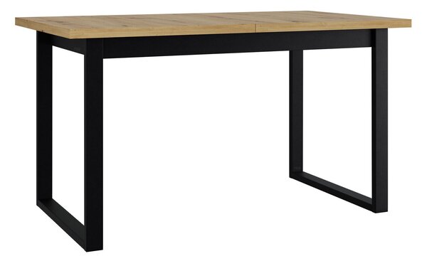 Asztal Victorville 353, Artisan tölgy, Fekete, 79x80x140cm, Hosszabbíthatóság, Laminált forgácslap, Fém