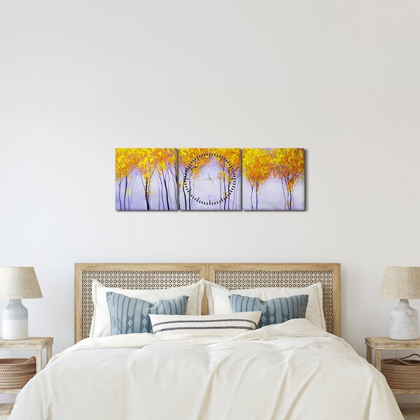Sárga fák képe (órával) (90x30 cm)