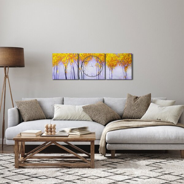 Sárga fák képe (órával) (90x30 cm)