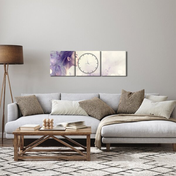 Levendulás nő képe (órával) (90x30 cm)