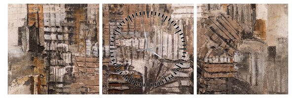 Kép - absztrakció barna tónusokkal (órával) (90x30 cm)