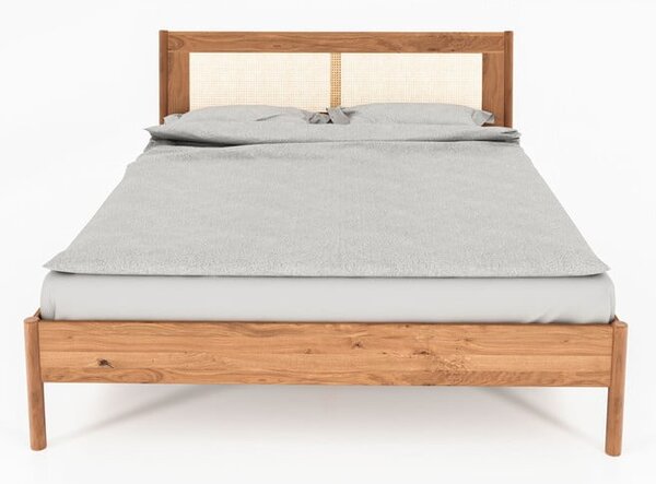 Tölgyfa franciaágy rattan ágytamlával 180x200 cm Pola - The Beds