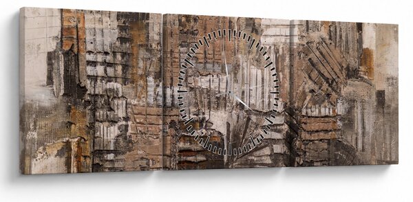 Kép - absztrakció barna tónusokkal (órával) (90x30 cm)