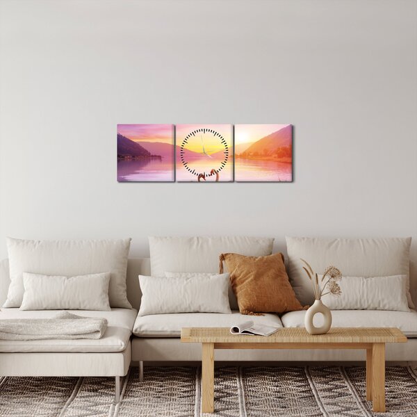 Szerelmes hattyúk képe (órával) (90x30 cm)