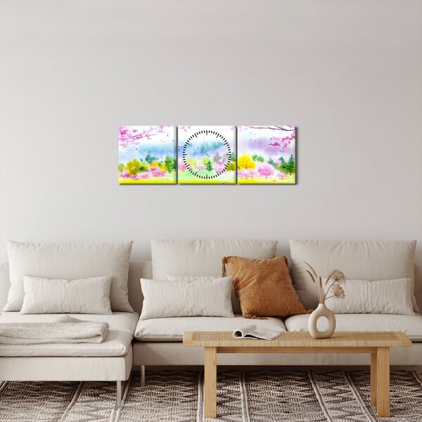 Kép - festett szarvas, akvarell (órával) (90x30 cm)