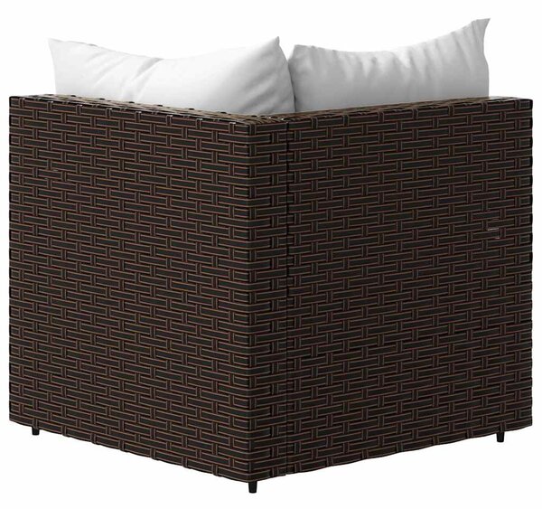 2 db barna polyrattan kerti sarokkanapé párnákkal