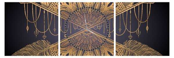 Kép - Arany mandala nyilakkal (órával) (90x30 cm)