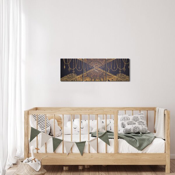 Kép - Arany mandala nyilakkal (órával) (90x30 cm)