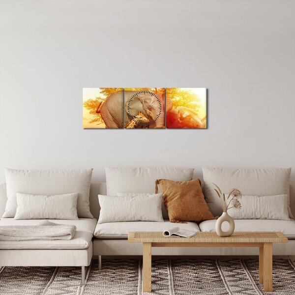 Afrikai állatok képe (órával) (90x30 cm)