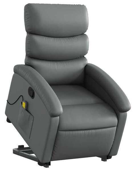 Szürke műbőr dönthető masszázs- és állófotel