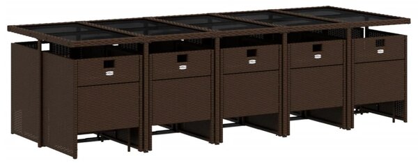 15 részes barna polyrattan kerti ülőgarnitúra párnákkal