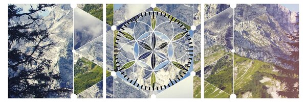 Kép - Geometriai ábra (órával) (90x30 cm)