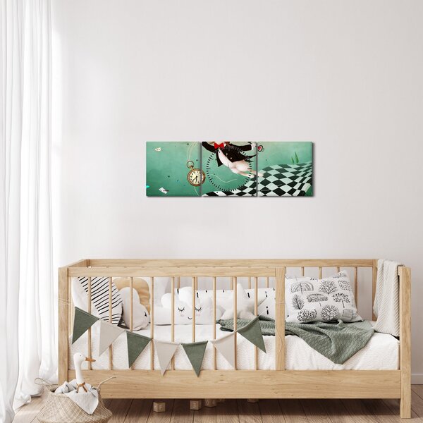 Kép - fantázia nyuszi (órával) (90x30 cm)