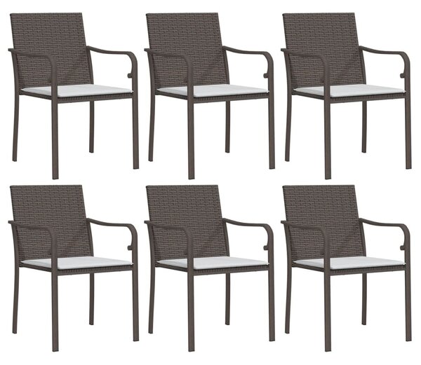 7 részes polyrattan és acél kerti étkezőgarnitúra párnával