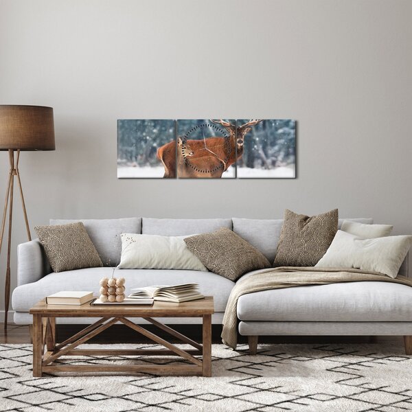 Kép egy szarvasról és őzikéről (órával) (90x30 cm)
