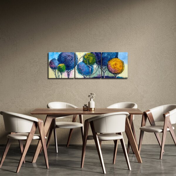 Kupolafák képe, olajfestmény (órával) (90x30 cm)