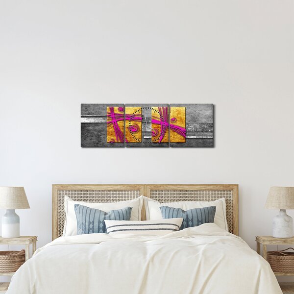 Fekete alapon színes négyzetek képe (órával) (90x30 cm)