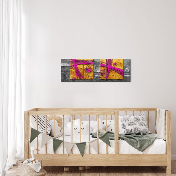 Fekete alapon színes négyzetek képe (órával) (90x30 cm)