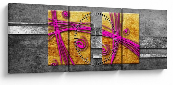 Fekete alapon színes négyzetek képe (órával) (90x30 cm)