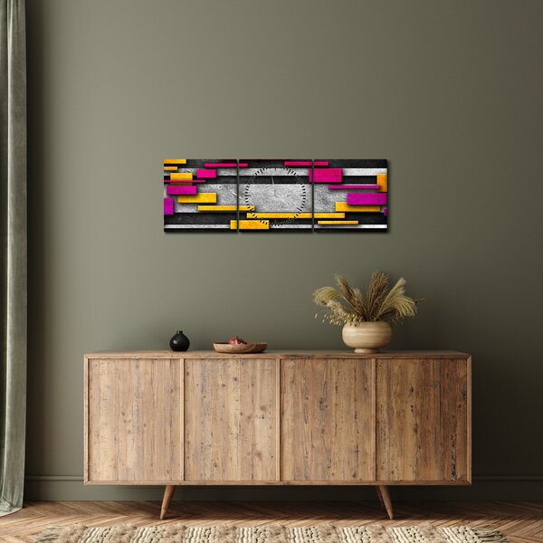 Egy kép a színes absztrakció fekete alapon (órával) (90x30 cm)