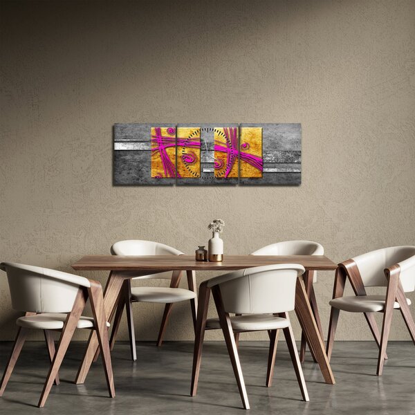 Fekete alapon színes négyzetek képe (órával) (90x30 cm)