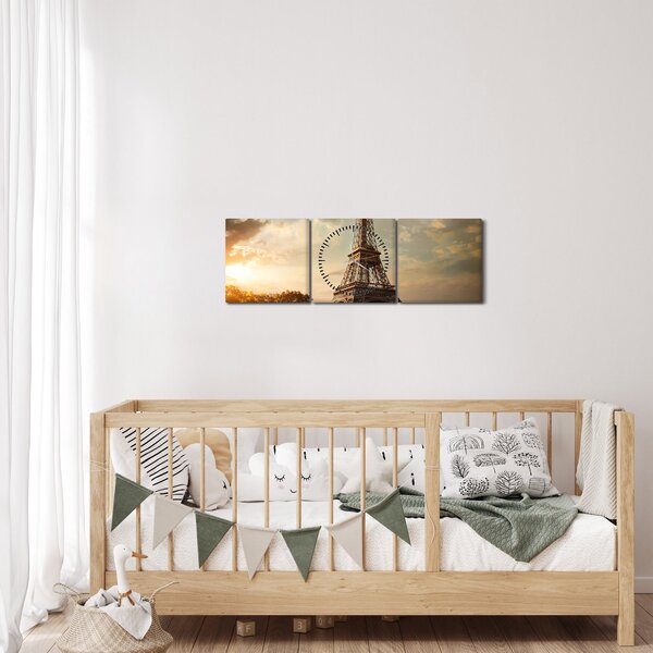 Kép - Eiffel-torony, Párizs, Franciaország (órával) (90x30 cm)