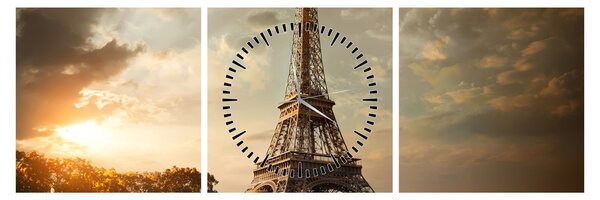 Kép - Eiffel-torony, Párizs, Franciaország (órával) (90x30 cm)