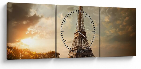 Kép - Eiffel-torony, Párizs, Franciaország (órával) (90x30 cm)