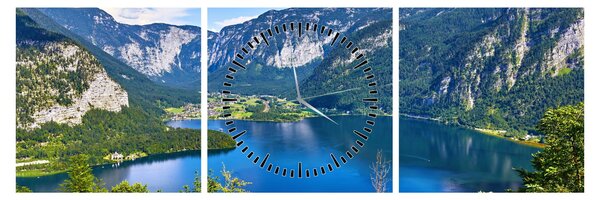 Kép - Hallstatt tó, Hallstatt, Austria (órával) (90x30 cm)