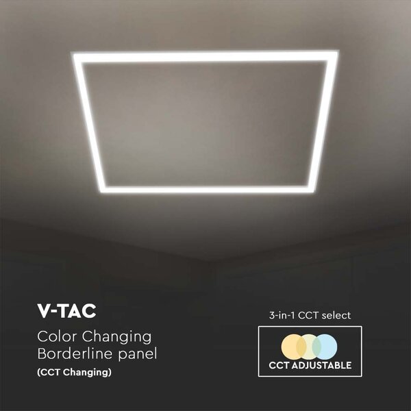 V-TAC 48W süllyeszthető élvilágítású LED panel, állítható színhőmérséklettel - SKU 10336