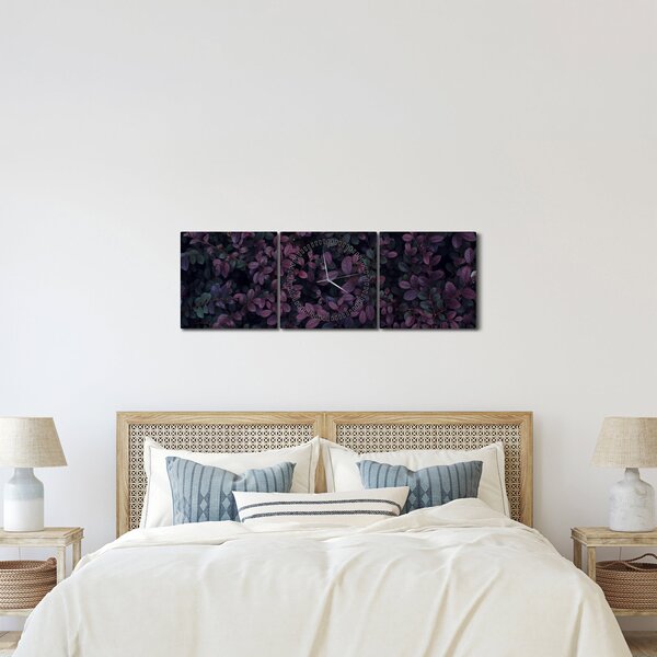 Sötétvörös levelek képe (órával) (90x30 cm)