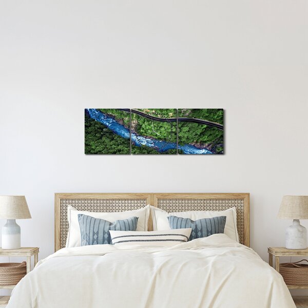 Kép - folyó a hegyek között, Kaukázus, Oroszország (órával) (90x30 cm)