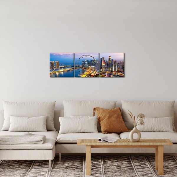 Kép - Szingapúr, Ázsia (órával) (90x30 cm)