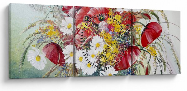 Egy váza képe vadvirágokkal (órával) (90x30 cm)