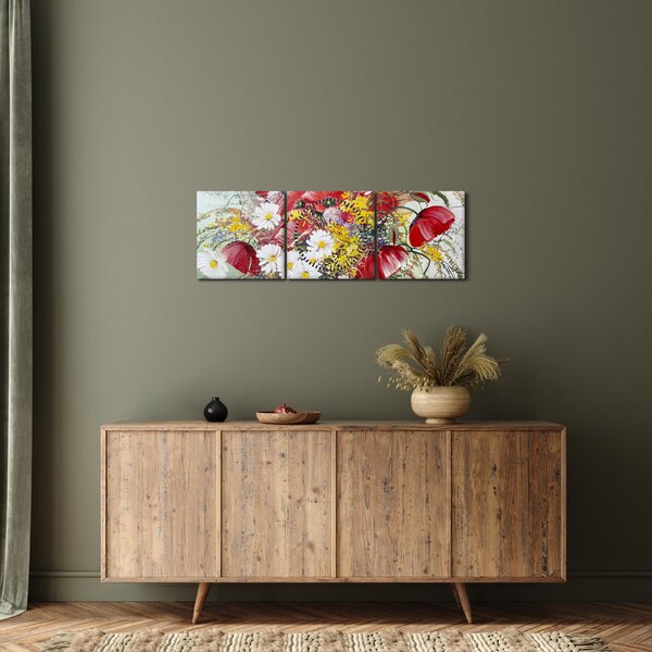 Egy váza képe vadvirágokkal (órával) (90x30 cm)