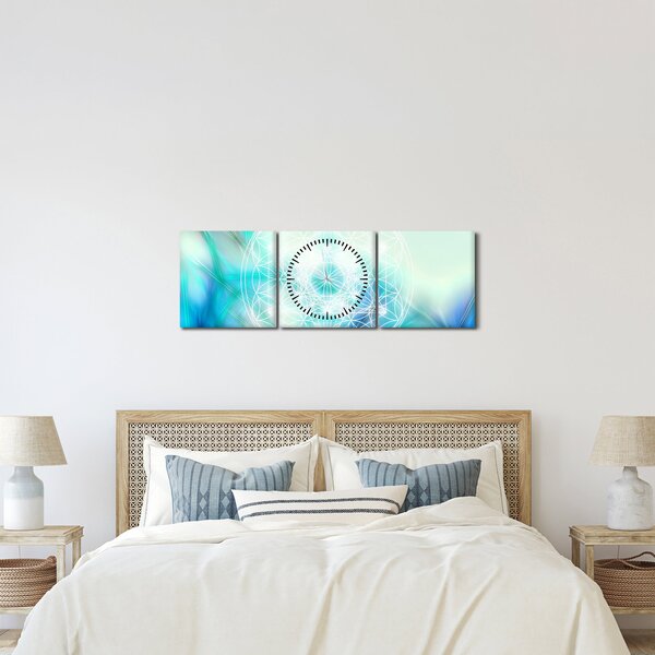 Kép - Merkaba türkiz háttérrel (órával) (90x30 cm)