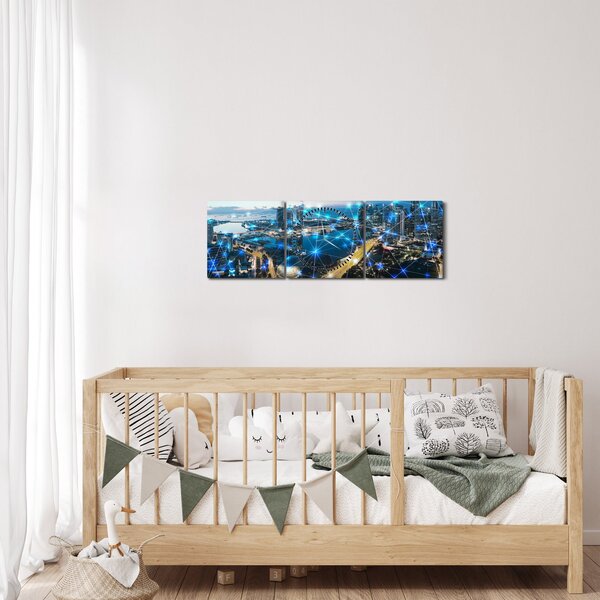 Kép - Városhálózat (órával) (90x30 cm)
