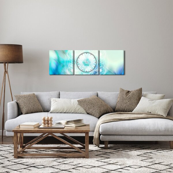 Kép - Merkaba türkiz háttérrel (órával) (90x30 cm)