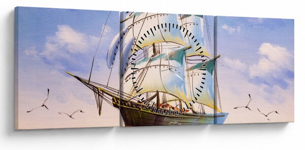 Kép egy hajóról a hullámokon (órával) (90x30 cm)