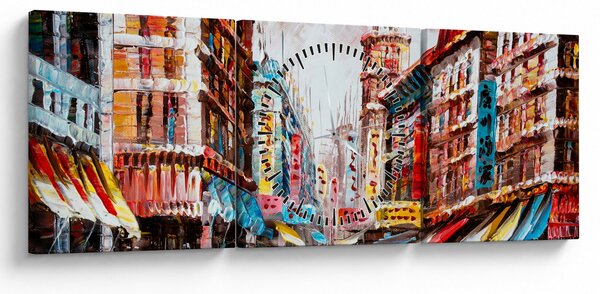Kép - Hong Kong, olajfestmény (órával) (90x30 cm)