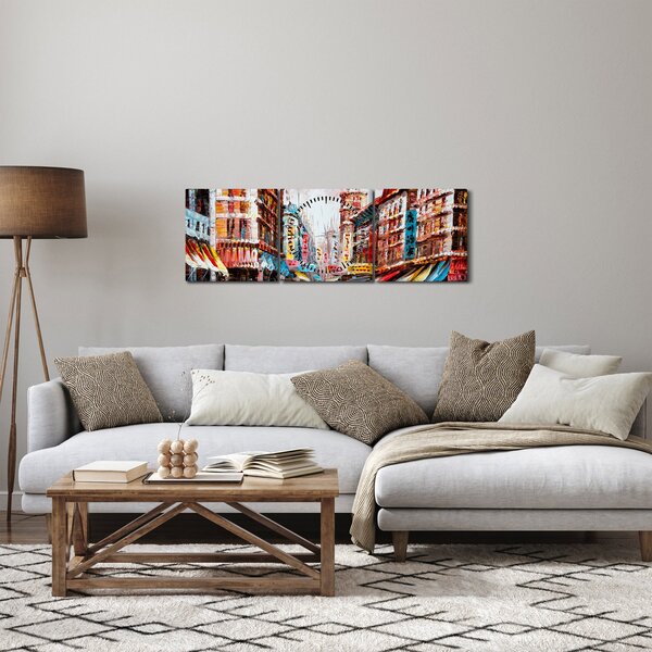 Kép - Hong Kong, olajfestmény (órával) (90x30 cm)