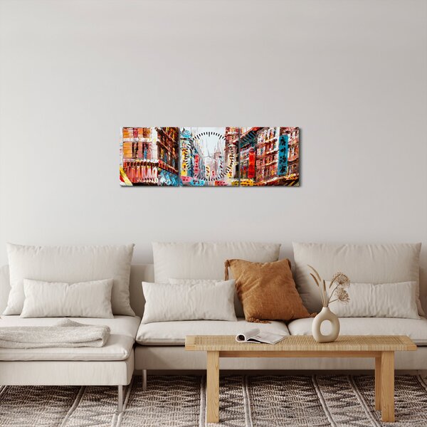Kép - Hong Kong, olajfestmény (órával) (90x30 cm)